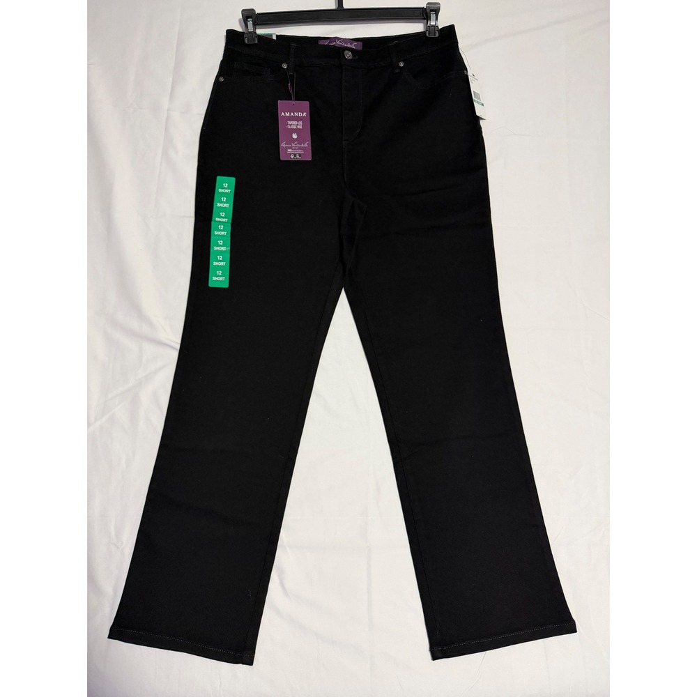 Gloria Vanderbilt Amanda Tapered Leg Jeans Black Classic Rise Women 12 Short NWT - Picture 2 of 9